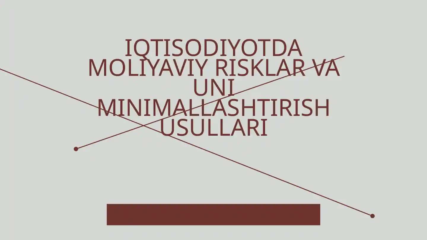 IQTISODIYOTDA MOLIYAVIY RISKLAR VA UNI MINIMALLASHTIRISH USULLARI