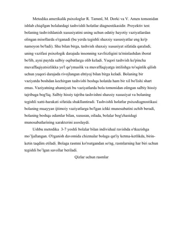 Tashvishli holatlar diagnostikasi