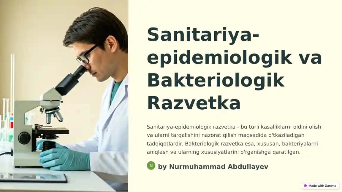 Sanitariya-epidemiologik va Bakteriologik Razvetka