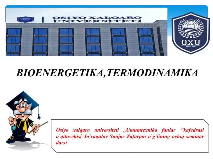 BIOENERGETIKA, TERMODINAMIKA