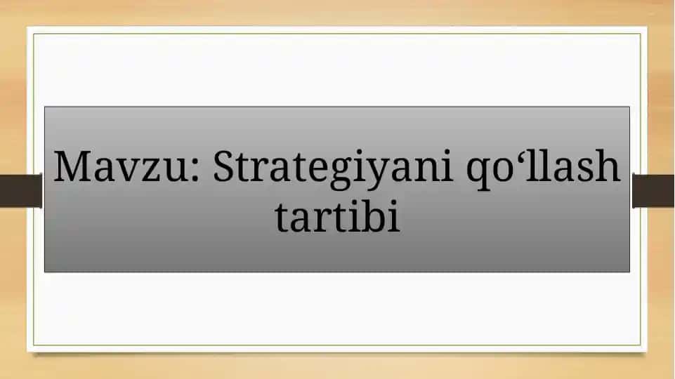 Strategiyani qo‘llash tibbiyot