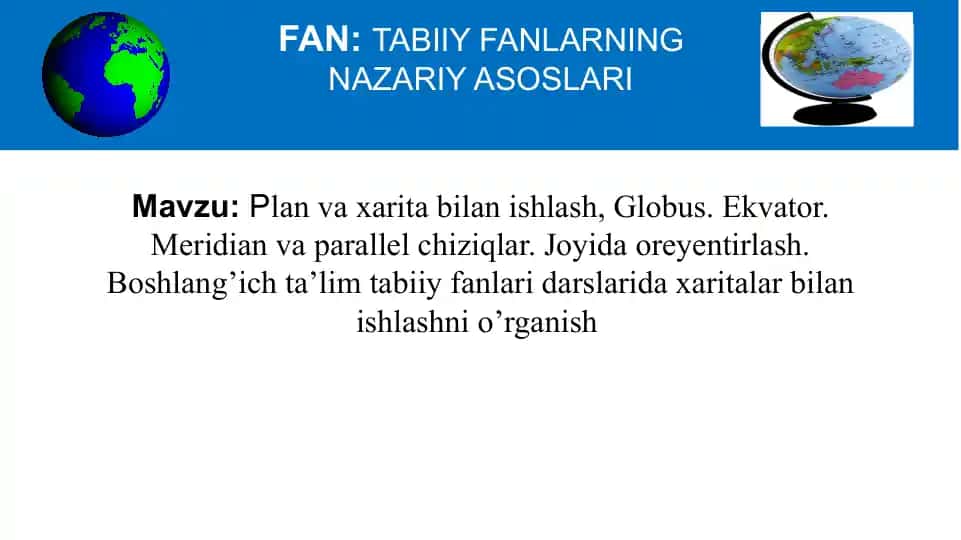 Plan va xarita bilan ishlash