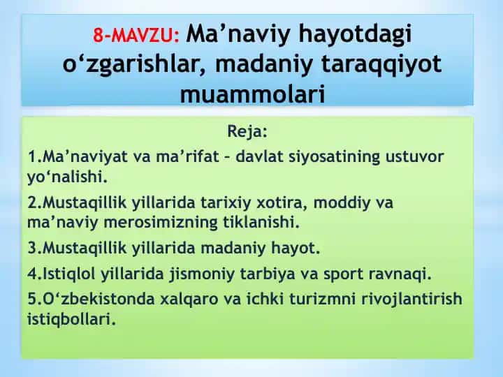 Ma’naviyat va ma’rifat – davlat siyosatining ustuvor yo‘nalishi
