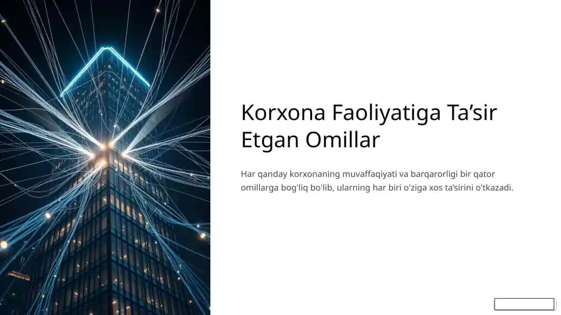 Korxona Faoliyatiga Ta’sir Etgan Omillar