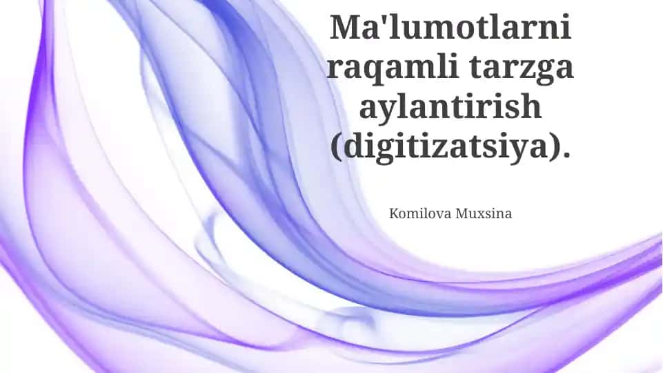 Ma'lumotlarni raqamli tarzga aylantirish (digitizatsiya)