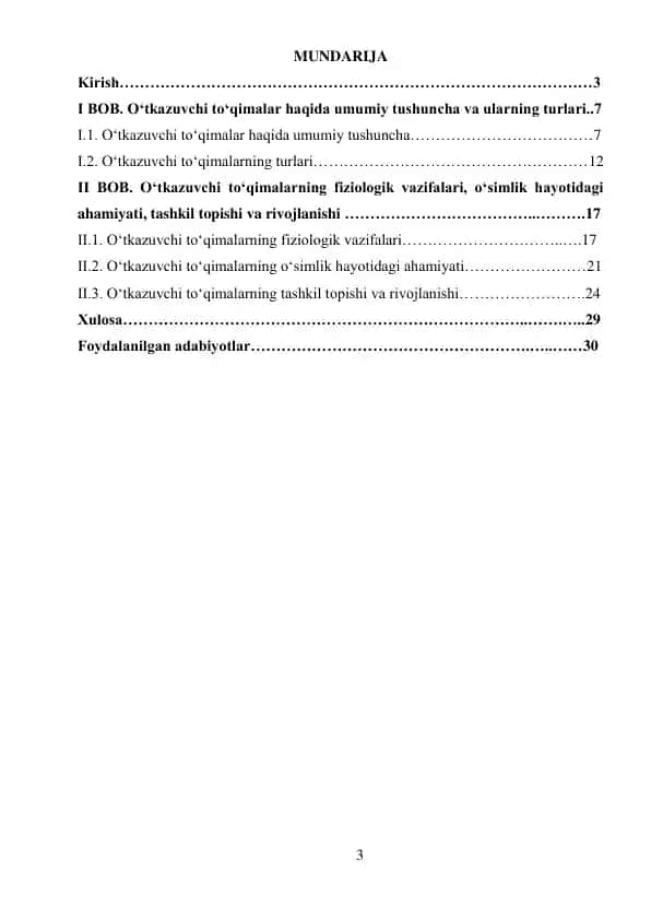 O‘tkazuvchi to‘qimalar haqida ma’lumotlar