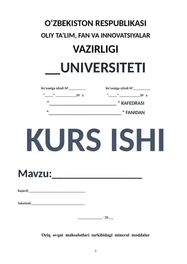 Oziq ovqat mahsulotlari tarkibidagi mineral moddalar