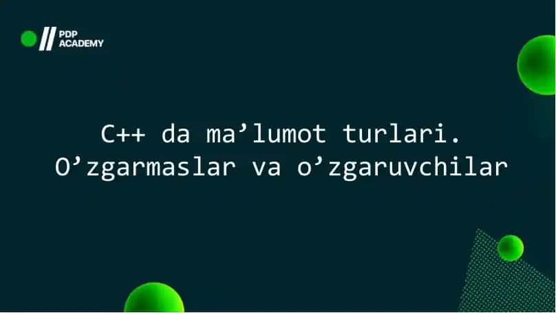 C++ da ma’lumot turlari