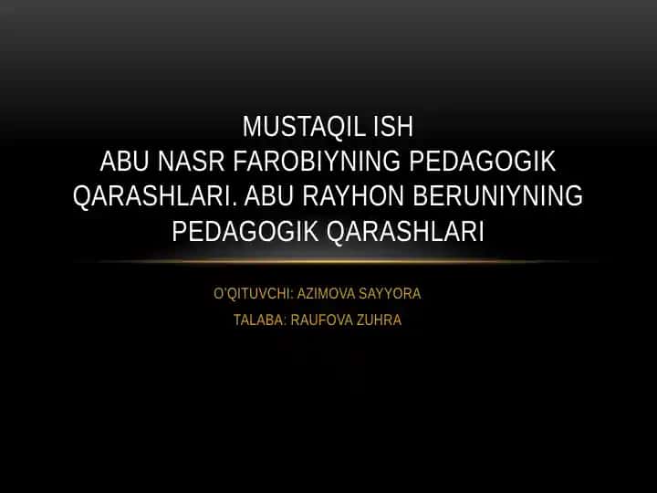 Abu Nasr Forobiyning pedagogik qarashlari