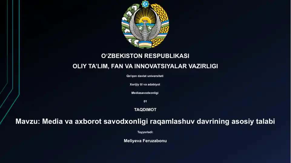 Media va axborot savodxonligi raqamlashuv davrining asosiy talabi