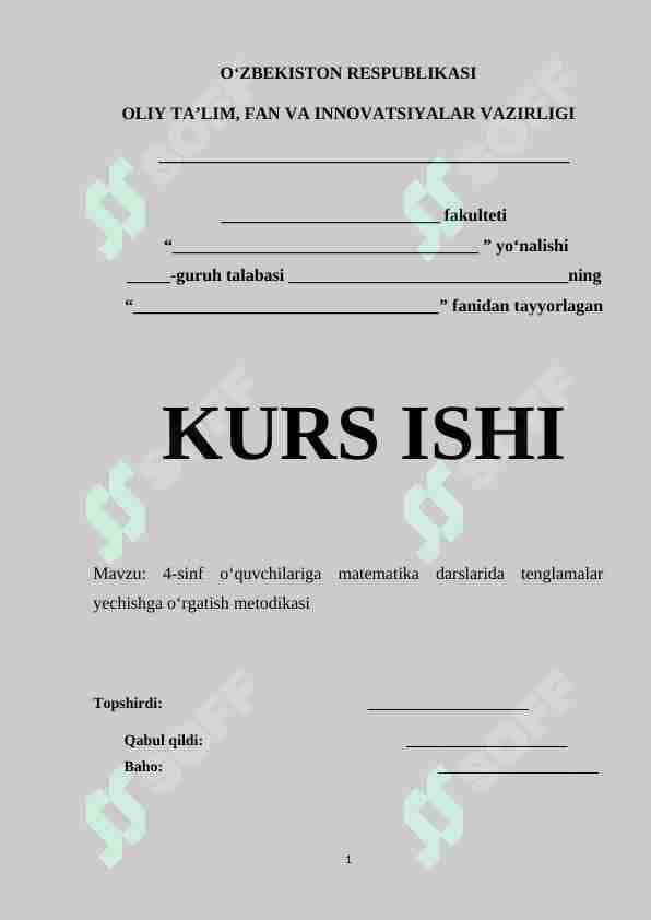 4-sinf o‘quvchilariga matematika darslarida tenglamalar yechishga o‘rgatish metodikasi
