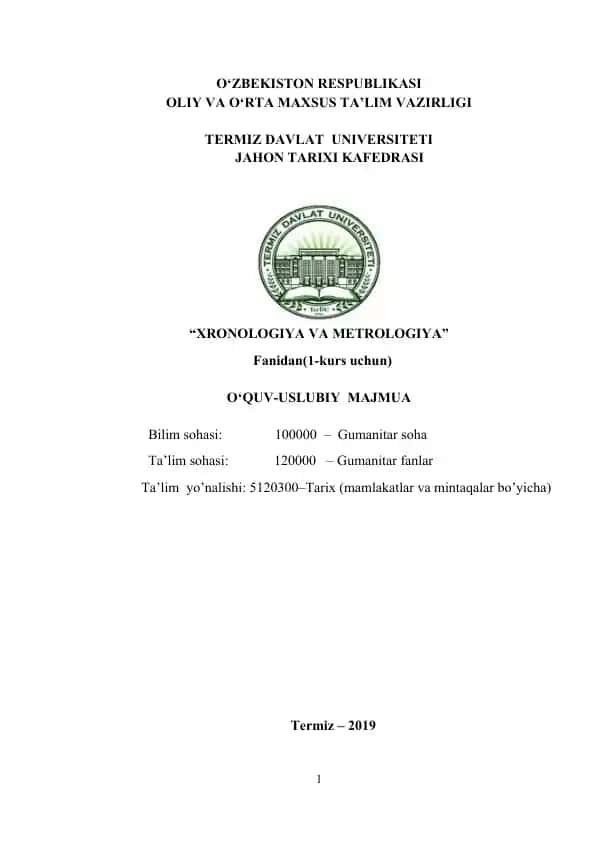 Xronologiya va metrologiya
