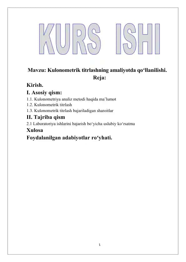 Kulonometrik titrlashning amaliyotda qoʻllanilishi