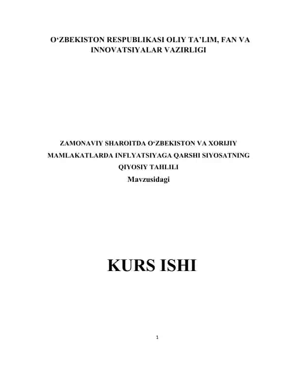 Inflyatsiyaga Qarshi Siyosatning Qiyosiy Tahlili