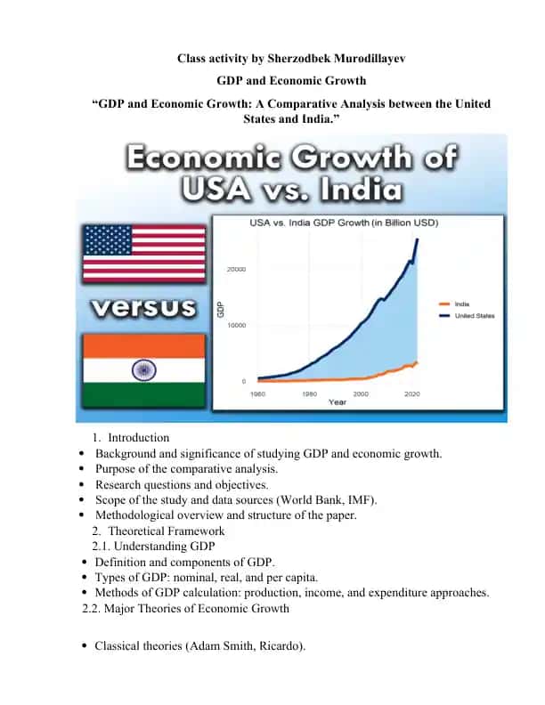GDP and Economic Growth: A Comparative Analysis between the United States and India