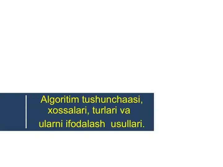 Algoritim Tushunchaasi