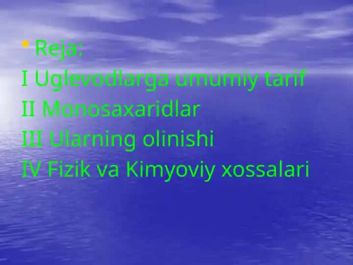 Uglevodlarga umumiy tarif
