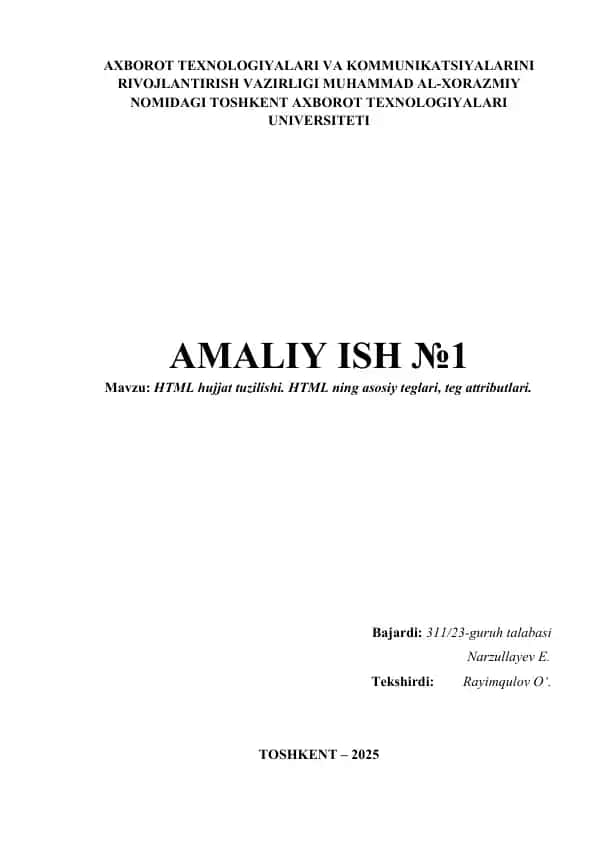 HTML hujjat tuzilishi