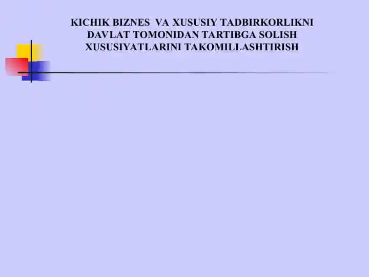 Kichik biznes va xususiy tadbirkorlikni davlat tomonidan tartibga solish xususiyatlari