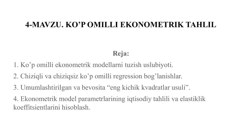 Ko’pomillie konometrik tahlil