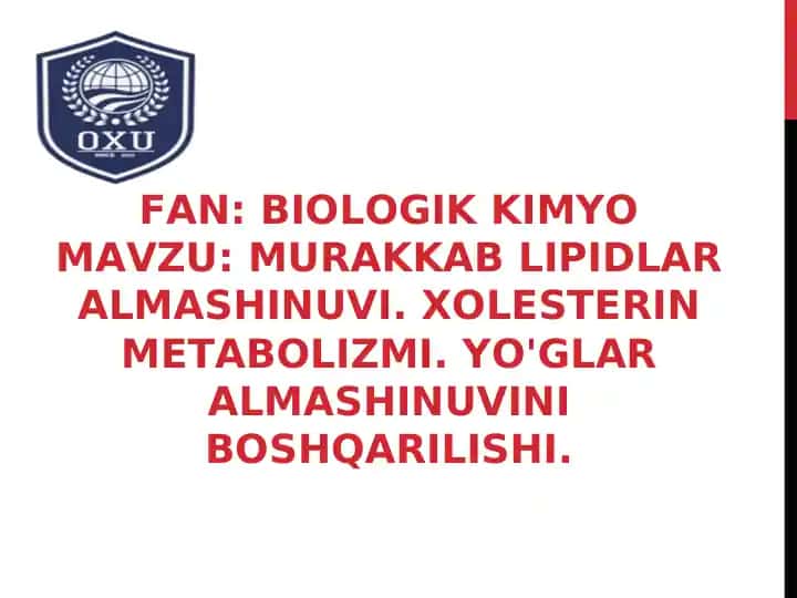 MURAKKAB LIPIDLAR ALMASHINUVI