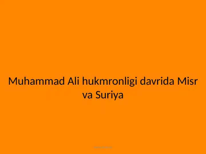 Muhammad Ali hukmronligi davrida Misr va Suriya