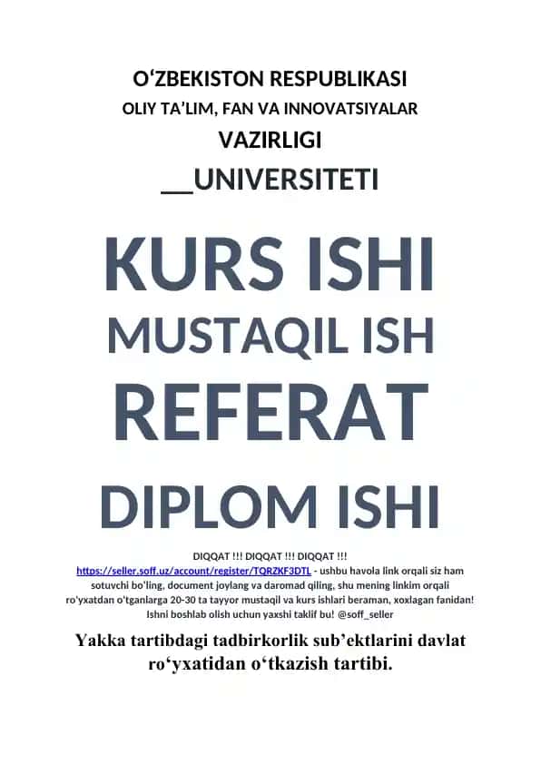 Yakka tartibdagi tadbirkorlik sub’ektlarini davlat ro‘yxatidan o‘tkazish tartibi