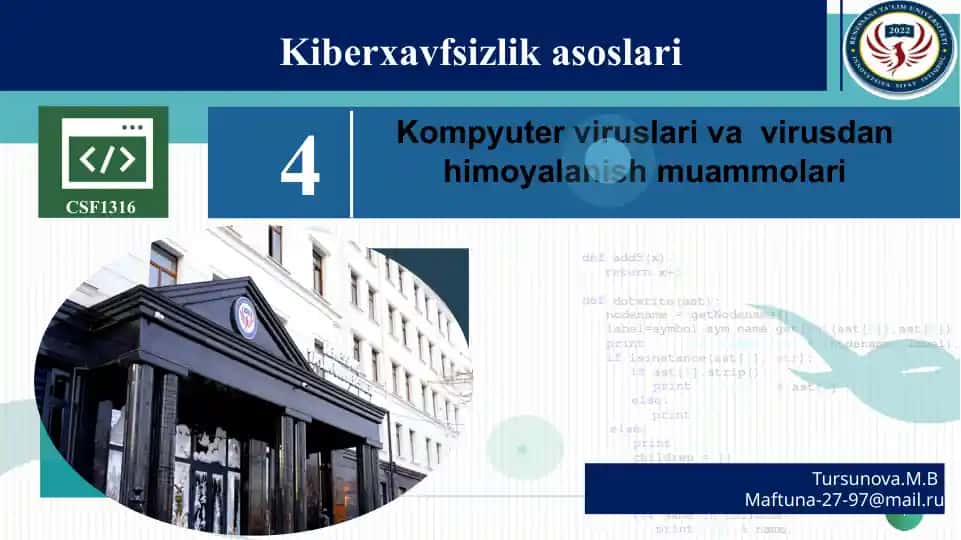 Kiberxavfsizlik asoslari