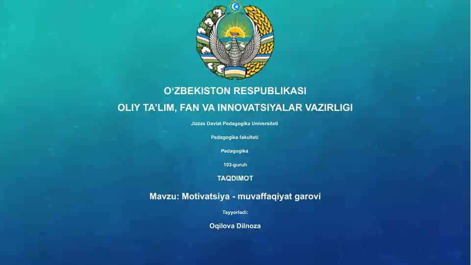 Motivatsiya - muvaffaqiyat garovi