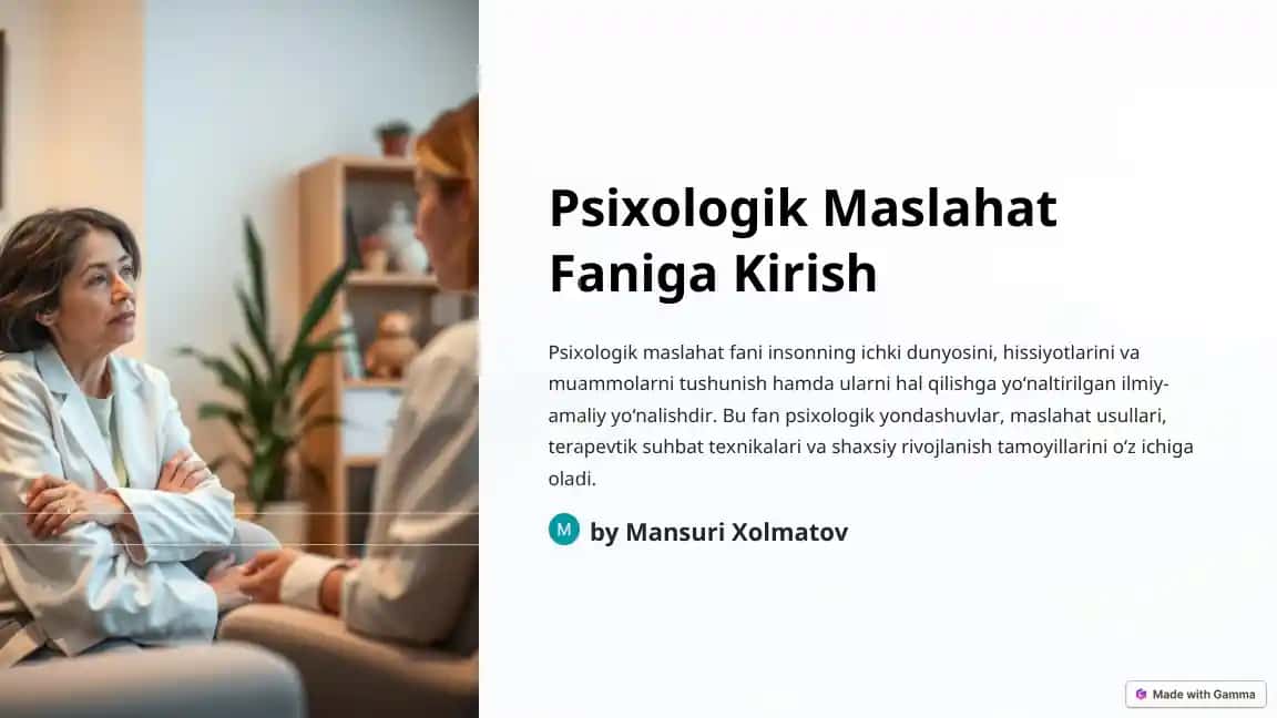 Psixologik Maslahat Faniga Kirish