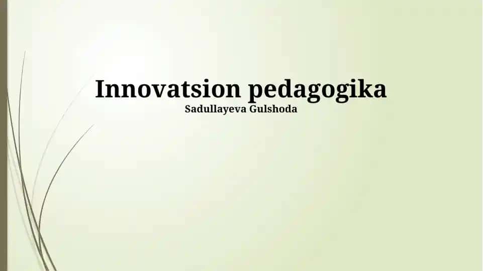 Innovatsion pedagogika