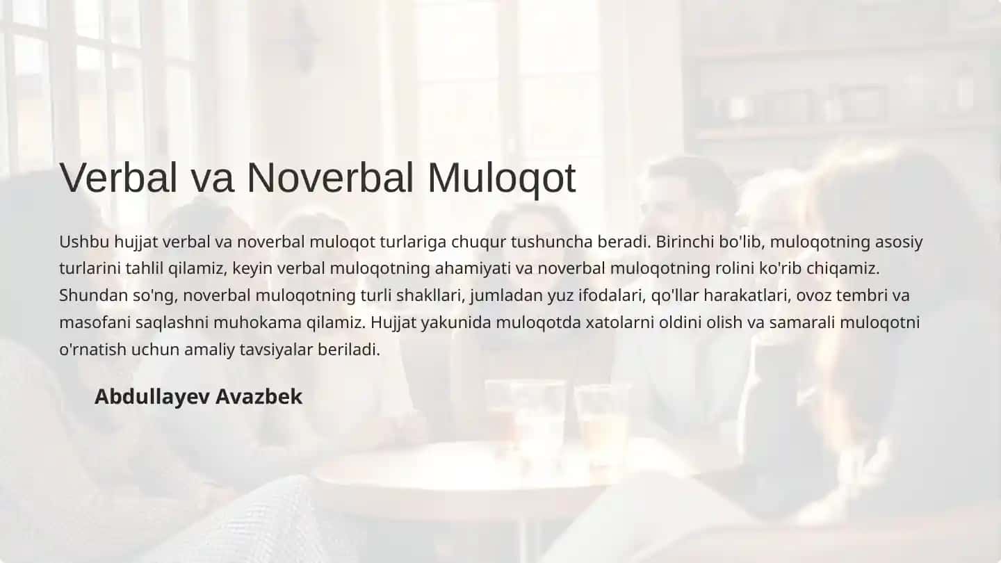 Verbal va Noverbal Muloqot