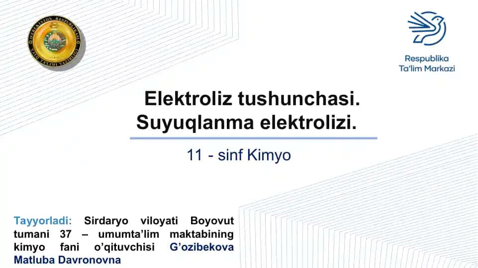 Elektroliz va Suyuqlanma elektrolizi