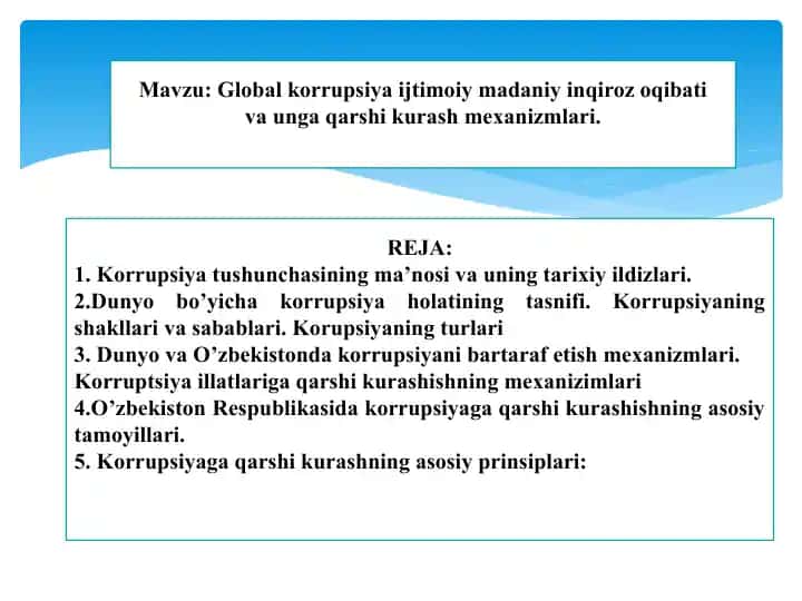 Globalkorrupsiyaijtimoiymada niyinqiroz oqibati va unga qarshi kurash mexanizmlari