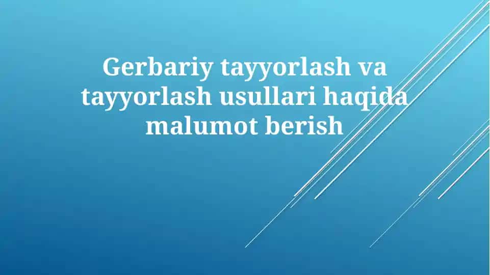 Gerbariy Tayyorlash Usullari