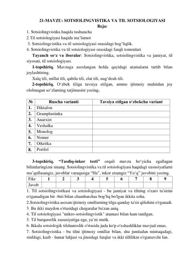Sotsiolingvistika va Til Sotsiologiyasi