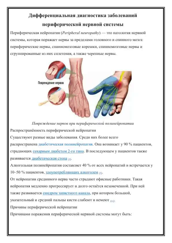 Дифференциальная диагностика заболеваний периферической нервной системы