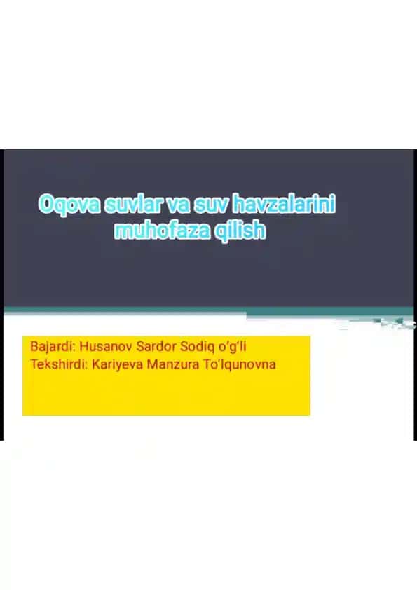 Suv resurslarining samarador ishlatilishi