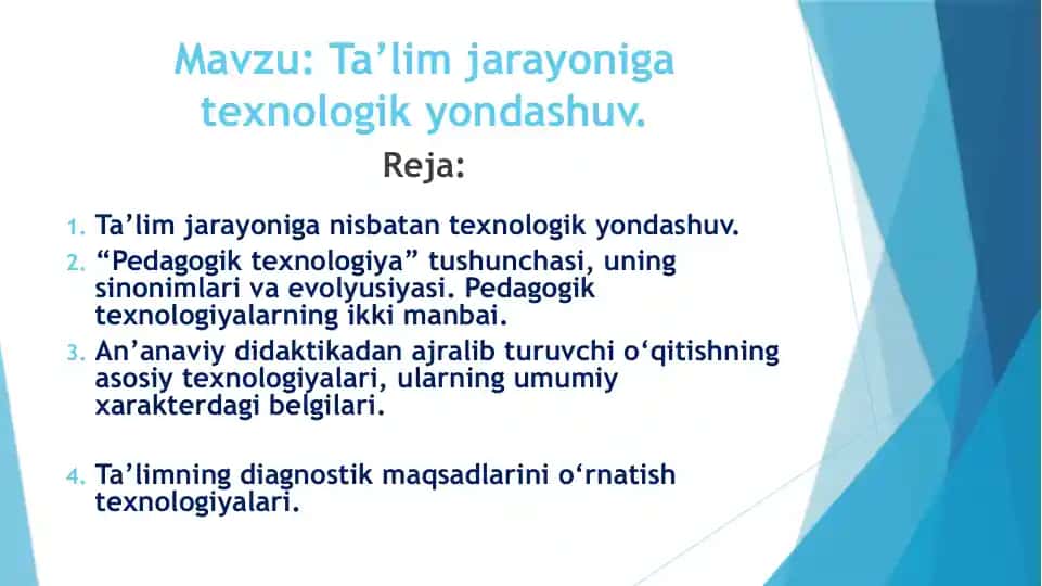 Pedagogik texnologiya va ta'lim
