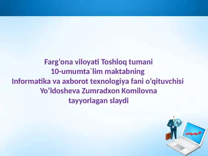 Slayd: Jadvallar ustida amallar