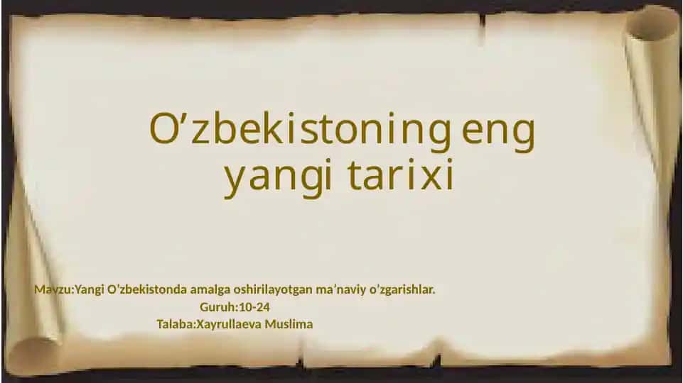O’zbekistoning eng yangi tarixi