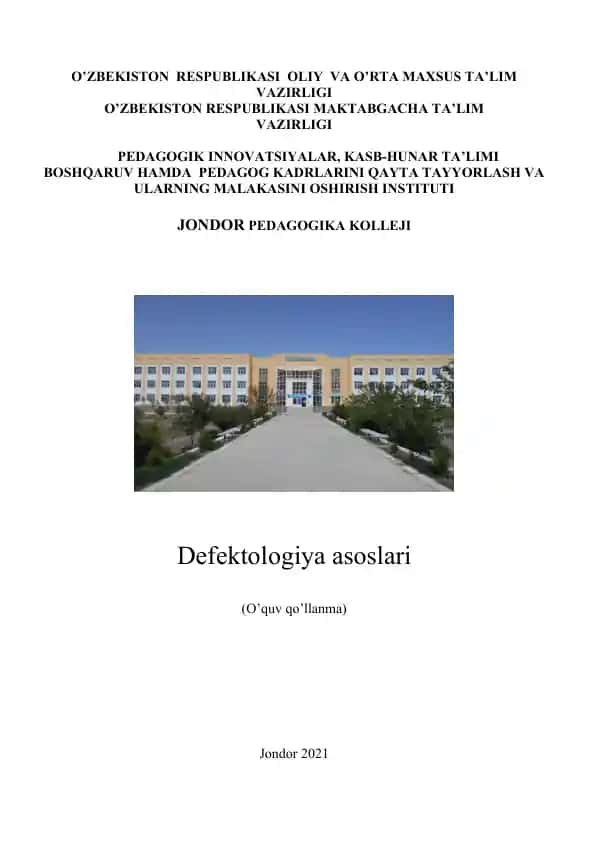 Defektologiya asoslari (O'quv qo'llanma)