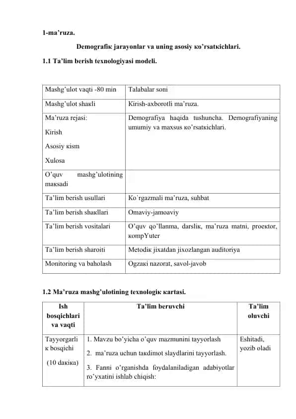 Demografiya va uning asosiy ko'rsatichlari
