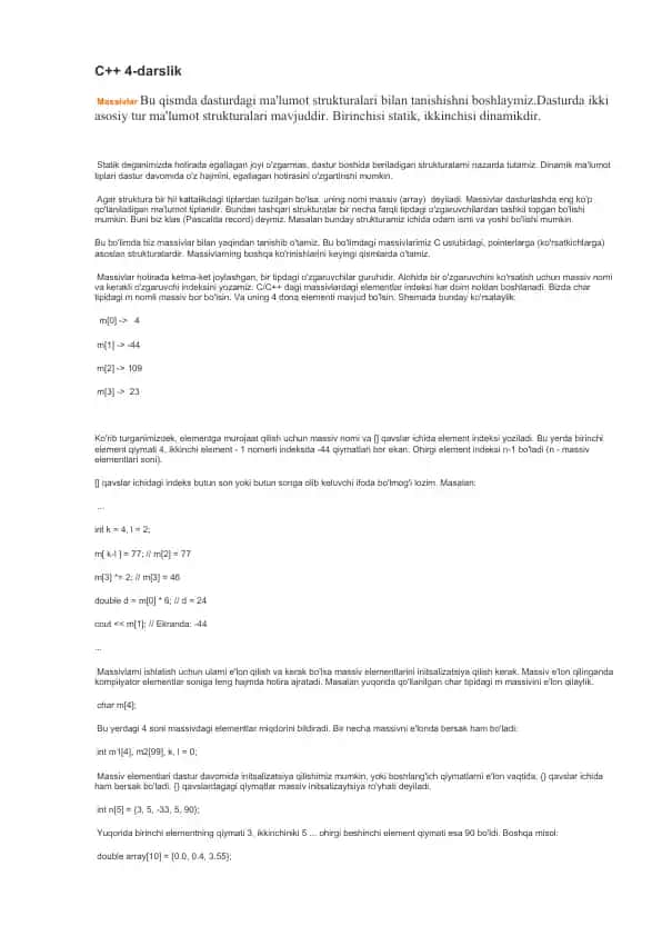 C++ 4-darslik