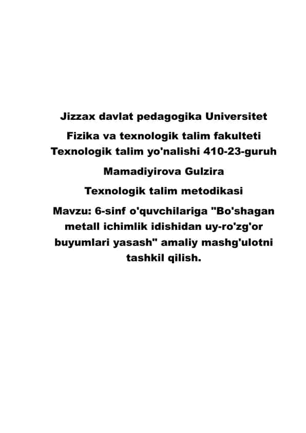 Texnologik talim metodikasi