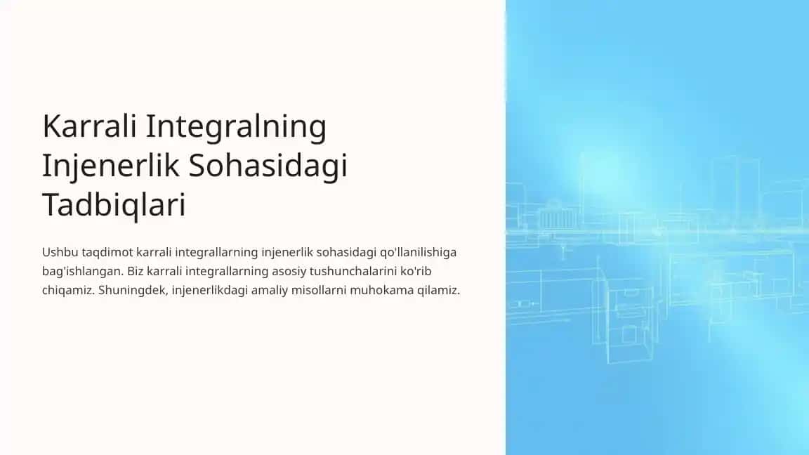 Karrali Integralning Injenerlik Sohasidagi Tadbiqlari