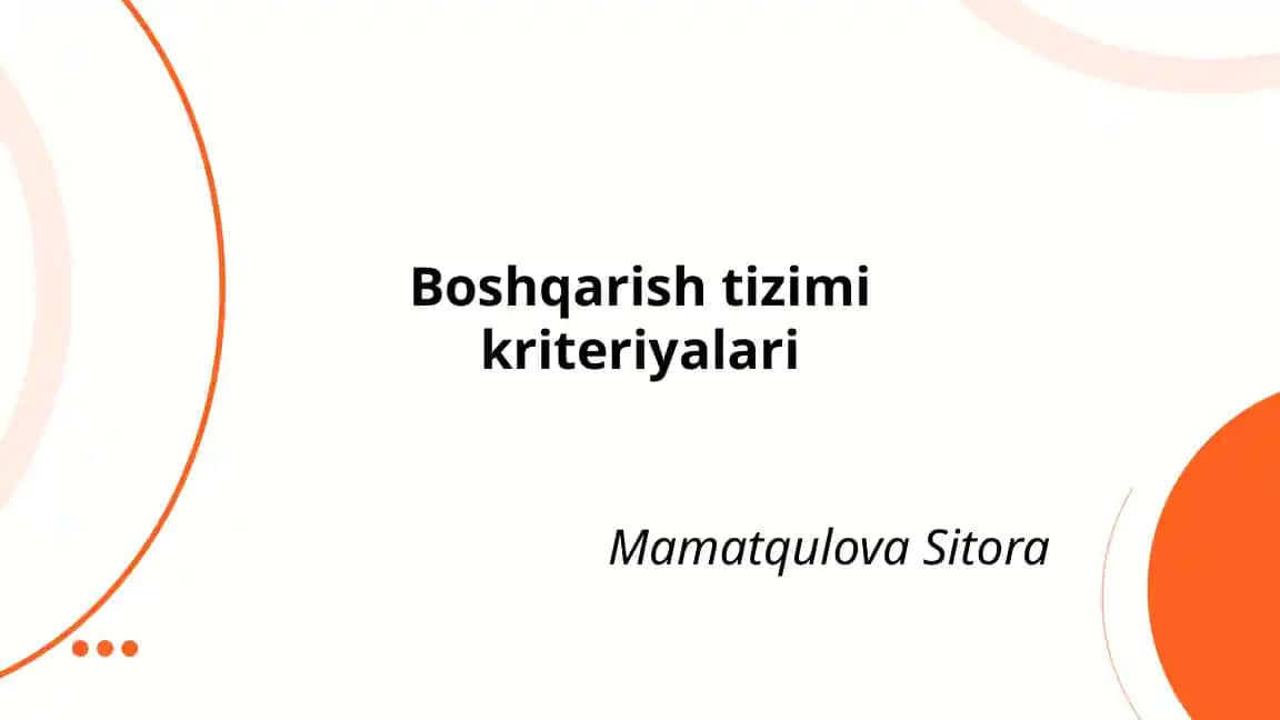 Boshqarish tizimi kriteriyalari