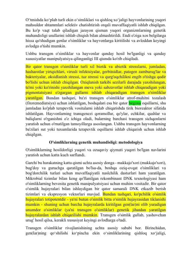 Transgen o'simliklar va hayvonlar