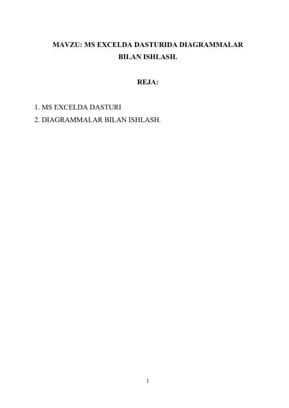 MS EXCELDA DASTURLAR BILAN ISHLASH
