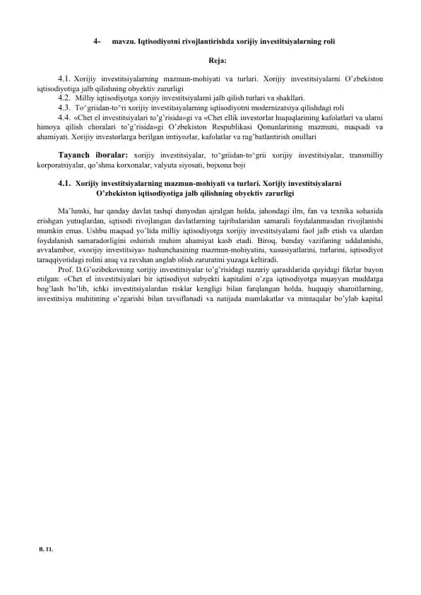 Xorijiy investitsiyalarning roli iqtisodiyotni rivojlantirishda